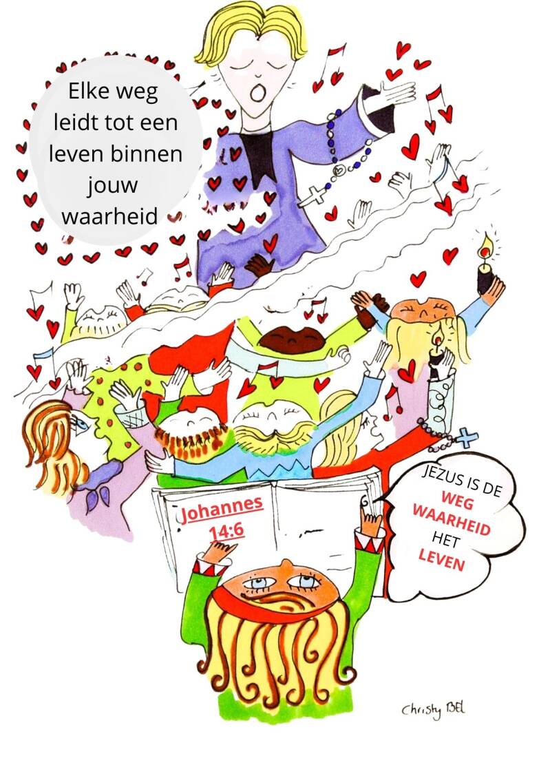 cartoon mensen naar de kerk 