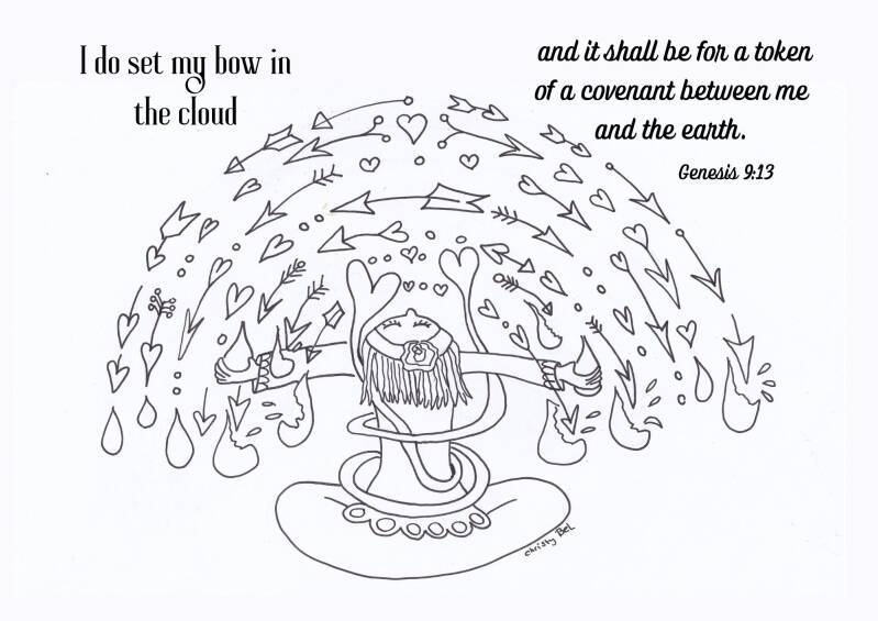 i do set my bow in the clouds  said the lord. coloring oages with bible verse 