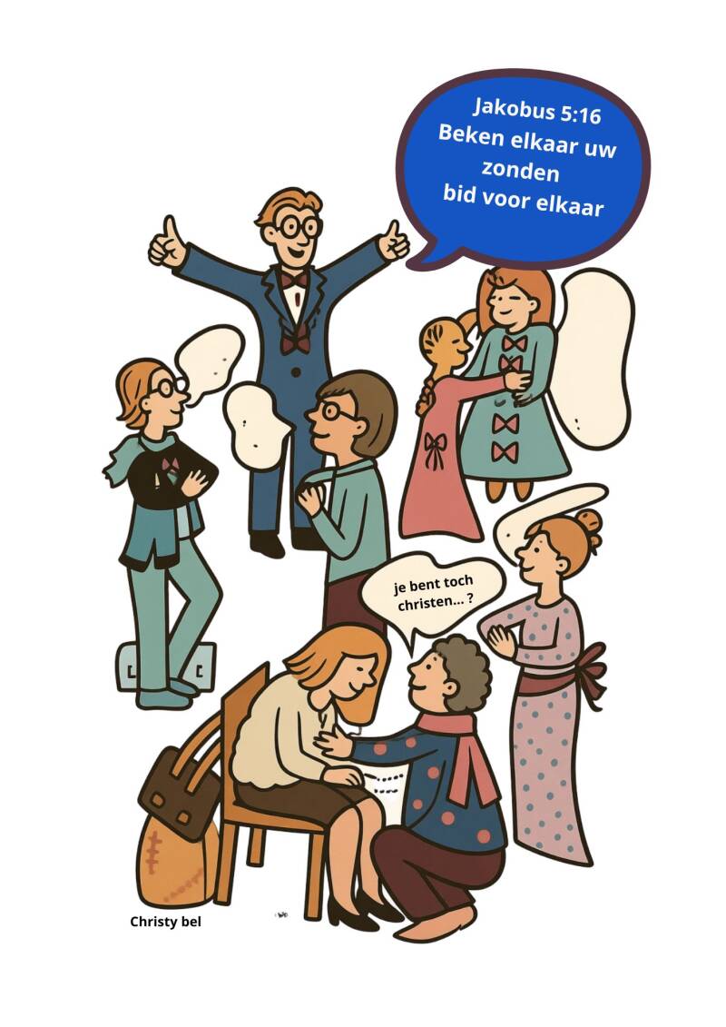 cartoon mensen bidden met elkaar 