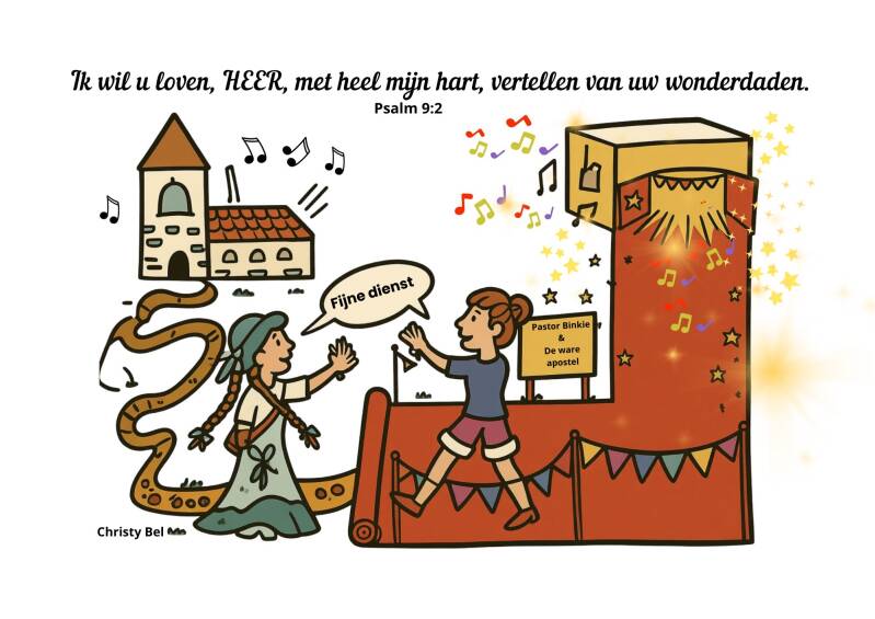 cartoon twee vriendinnen naar de kerk 