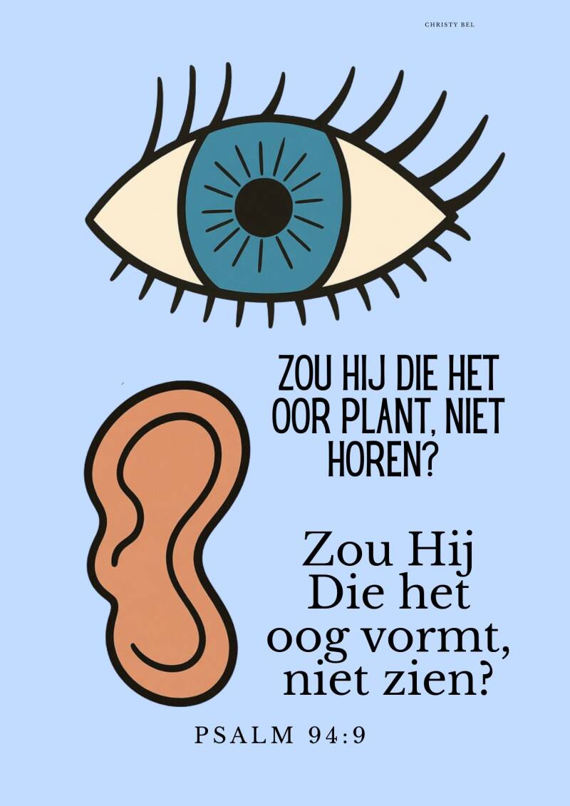 cartoon God hoort en ziet ons mensen 