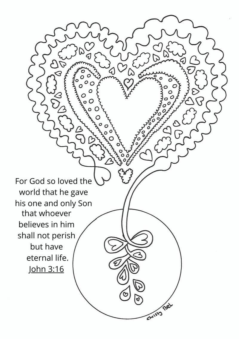 for God so loved the world that he gave his only son that whoever believes in him shall not perish but have eternal life joh 3:16 free coloring pages biuble verse christy bel  