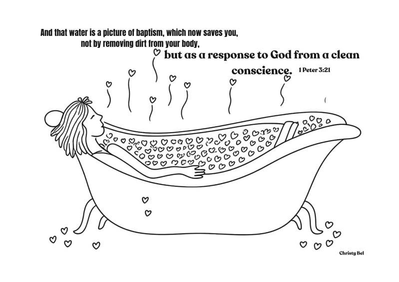 baptism coloring pages with bible verse Free baptism coloring pages, enriched with inspiring Bible verses. Free to use for personal, church, or educational purposes—baptism. www.gratiskleurplatenmetbijbeltekst.nl