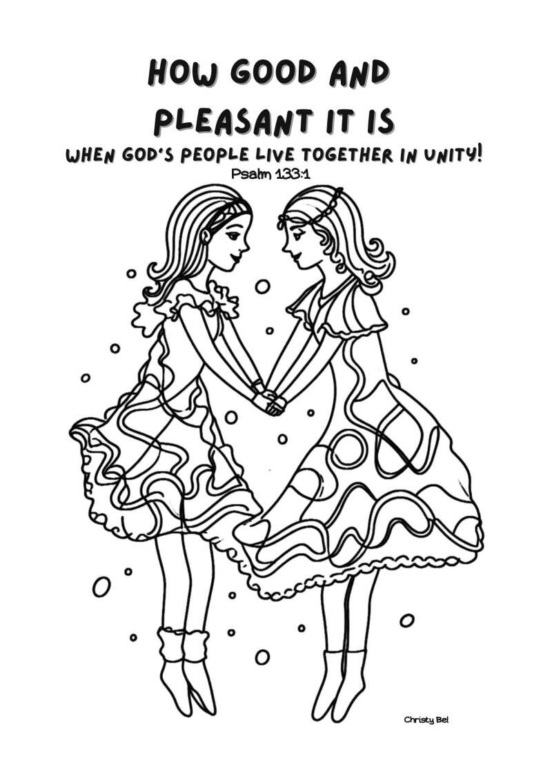 how good and pleasant it is when God s people live together in unity psalm 133 Free coloring pages with bible verse Christy Bel 