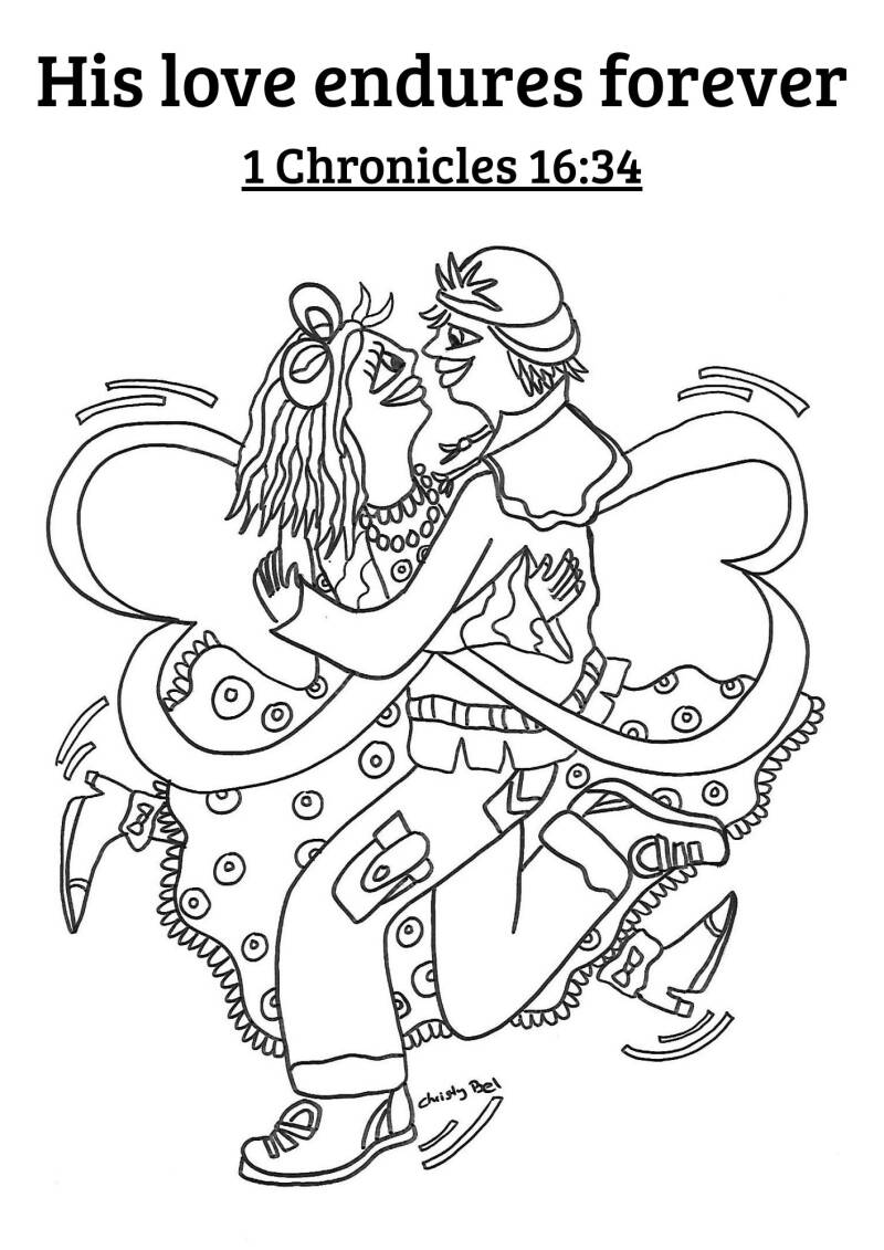 His love endures forever 1 Chronicles 16:34 Free coloring pages with bible verse Christy bel 