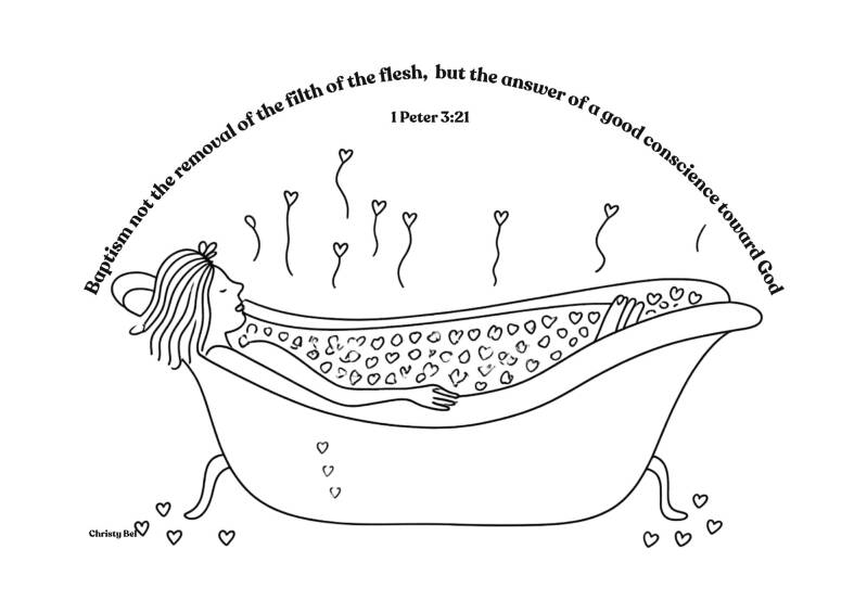 baptism coloring pages with bible verse Free baptism coloring pages, enriched with inspiring Bible verses. Free to use for personal, church, or educational purposes—baptism. www.gratiskleurplatenmetbijbeltekst.nl
