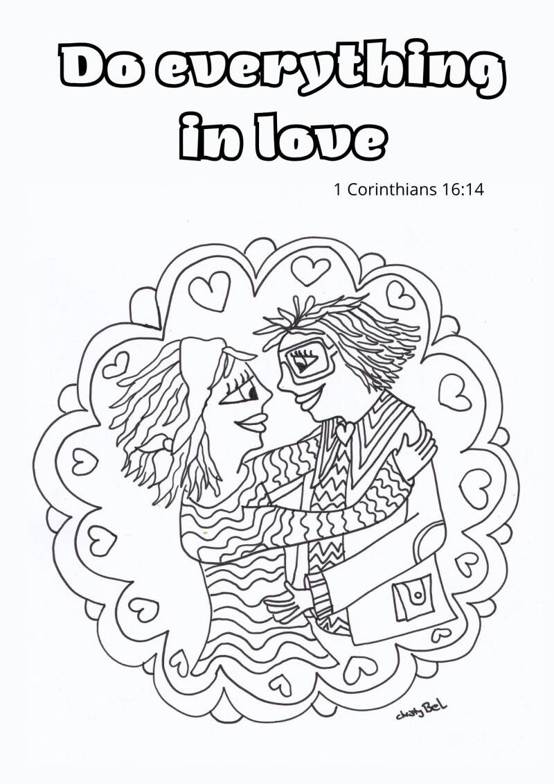 Do everything in love  free coloring pages with bible verse Christy Bel 