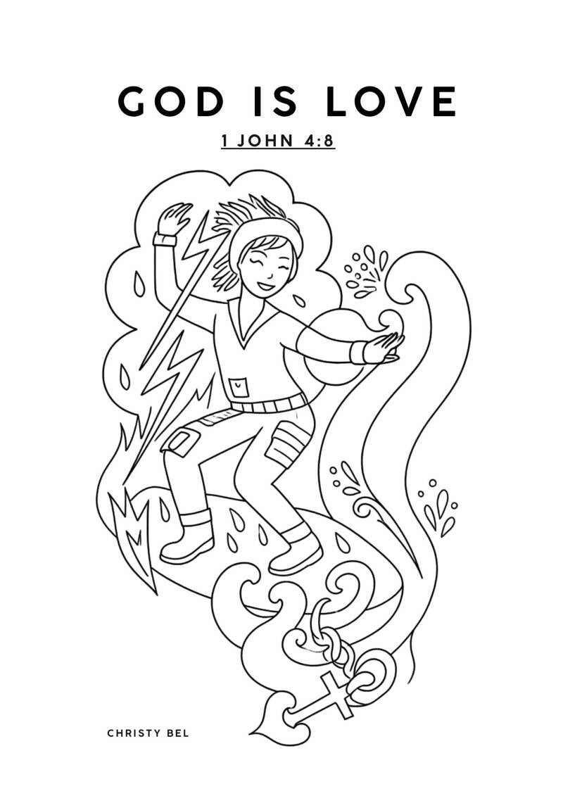 God is love 1 johannes 4:6 free colloring pages with bible verse Christy Bel 