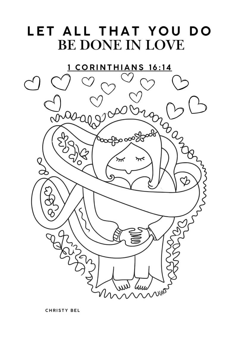 let all that you do be dione in love 1 corinthians 16. free coloring pages bible verse christy bel 