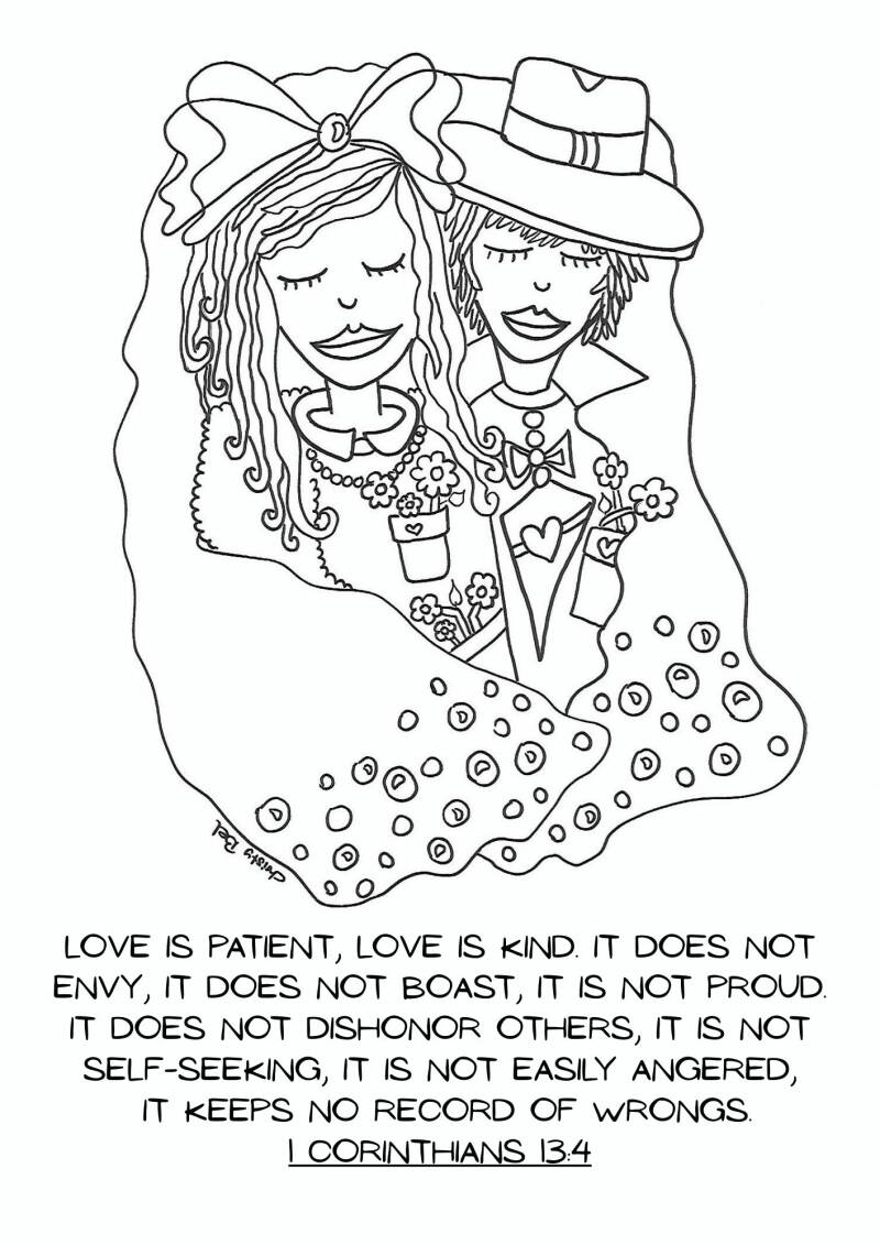 Gratis kleurplaten love is patient love is kind 1 corinthians 134 free coloring pages Christy Bel www.gratiskleurplatenmetbijbeltekst.nl 