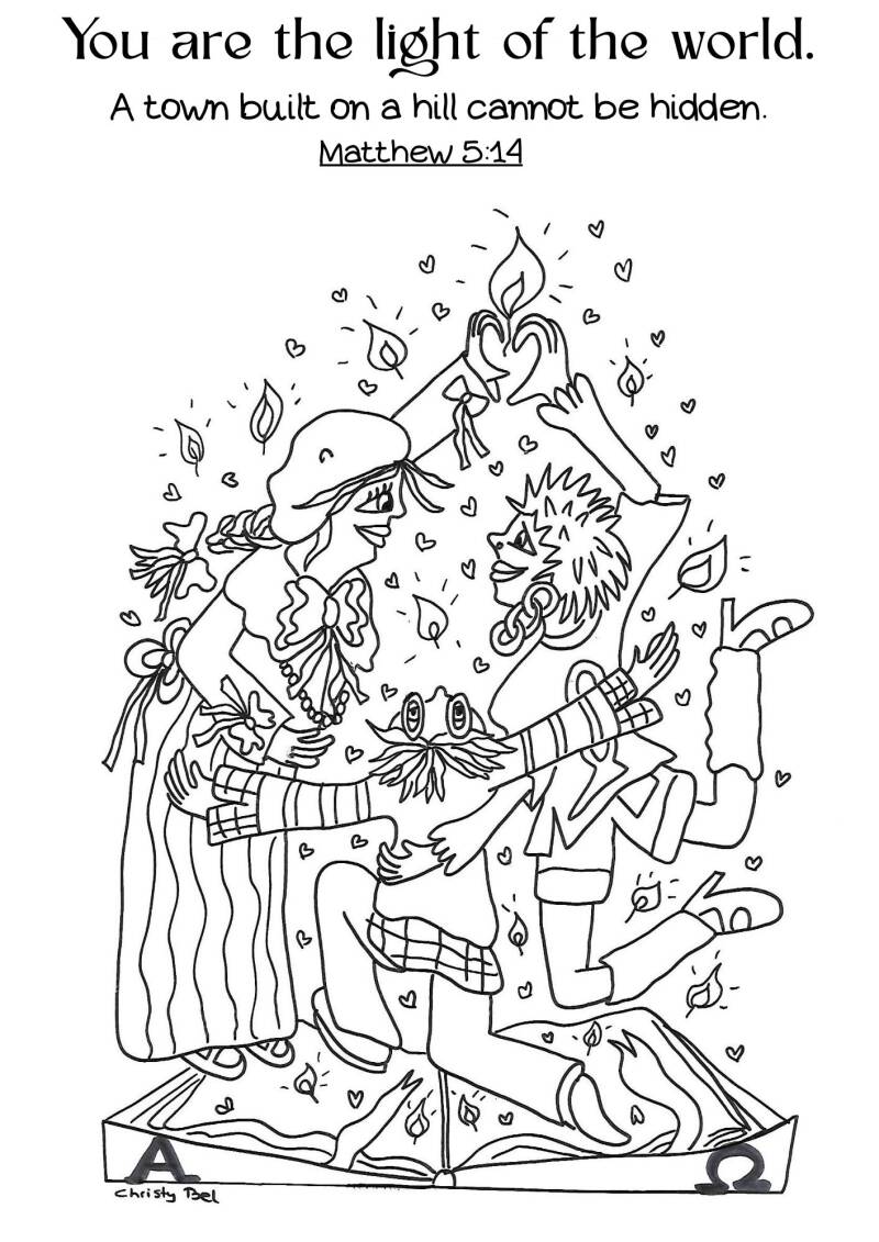 you are the light of the world  gratis kleurplaten met bijbelteksten free coloring pages with bible verse Christy Bel www.gratiskleurplatenmetbijbeltekst.nl 