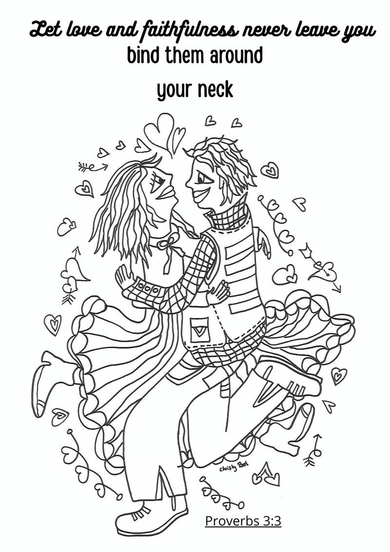 let love and faithfulness never leave you bind them around your neck proverbs 3  gratis kleurplaten met bijbelteksten free coloring pages with bible verse Christy Bel www.gratiskleurplatenmetbijbeltekst.nl 