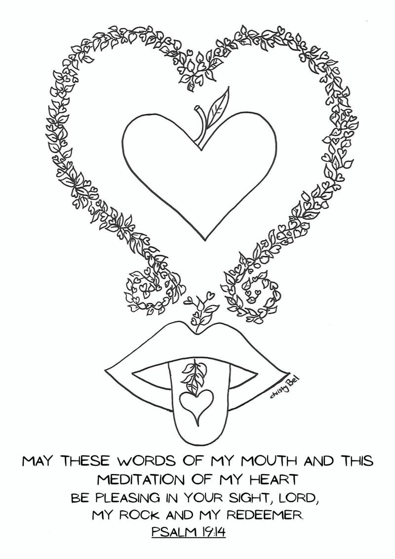 may these words of my mouth and this meditation of my heart be pleasing in your siht lord my rock and my redeemer psalm gratis kleurplaten met bijbelteksten free coloring pages with bible verse Christy Bel www.gratiskleurplatenmetbijbeltekst.nl 
