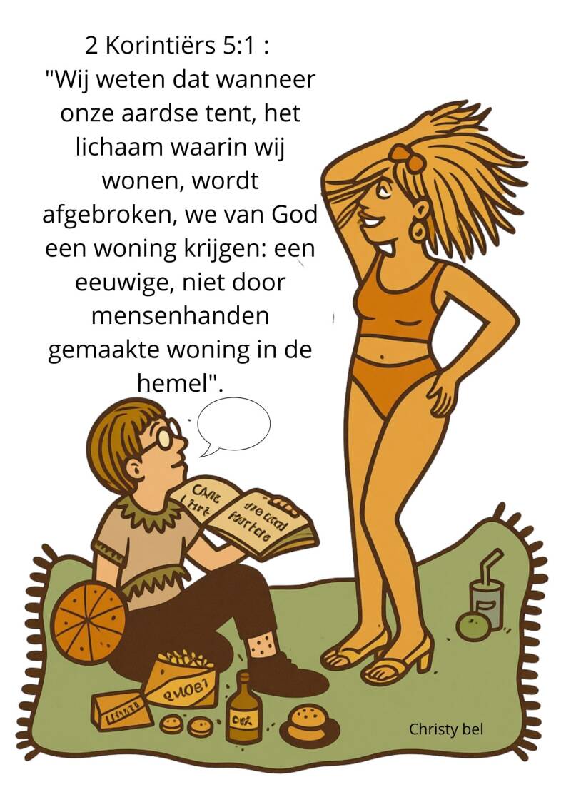 cartoon aardse tenpel versus een mooi lichaam 