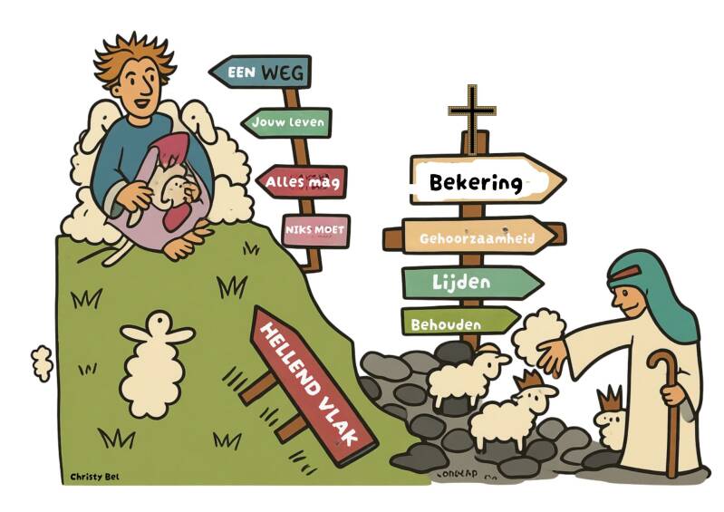 cartoon over goede en slechte herders bijbels