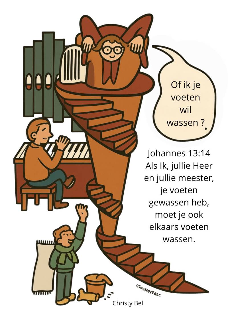 cartoon over de voetwassing in de bijbel 