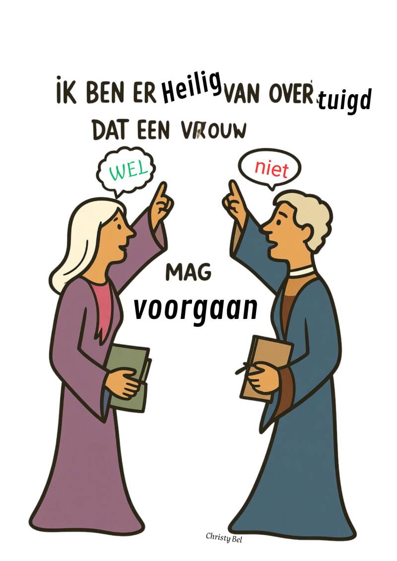 kerk cartoon humor man vrouw voorgaan kerk