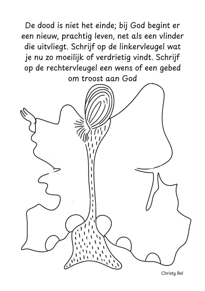 Kleurplaten en werkbladen Verdriet en rouw zijn vaak lastig te vangen in woorden, zeker voor kinderen. Gelukkig mogen we weten dat we ons verdriet niet alleen hoeven te dragen en dat God troost belooft in moeilijke tijden. Tekenen, kover rouw en verlies  