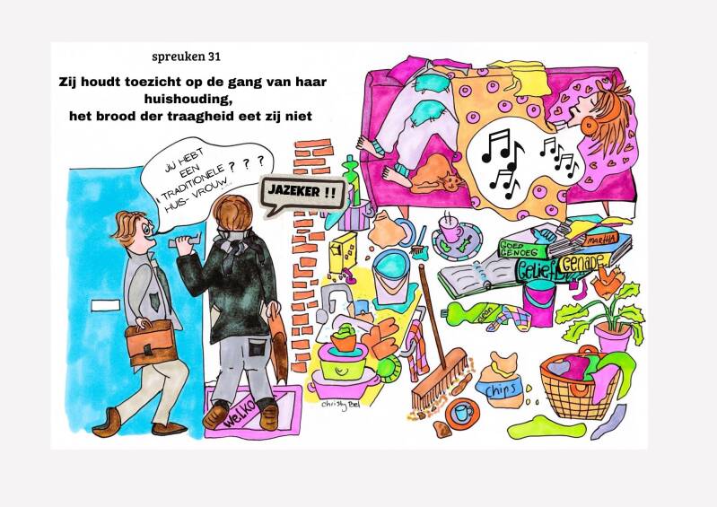 cartoon christelijke huisvrouw 