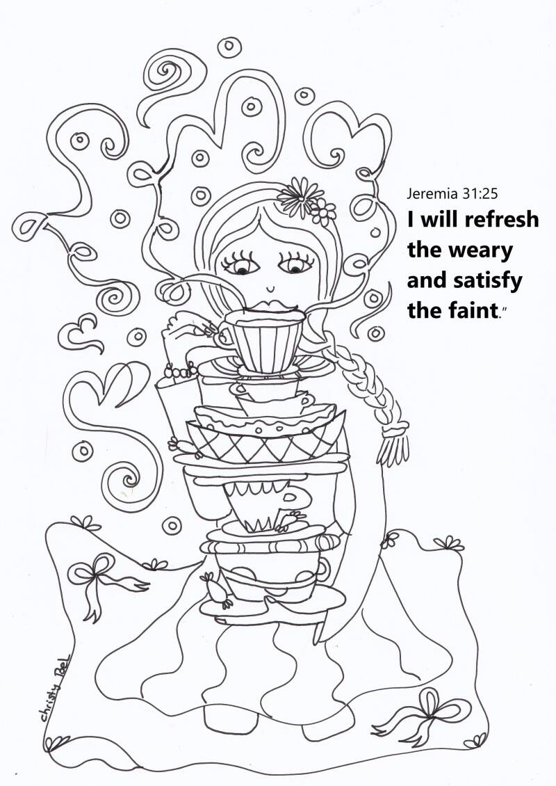 i will refresh the weary and satisfy the faint jeremia 31 gratis kleurplaten met bijbelteksten free coloring pages with bible verse Christy Bel www.gratiskleurplatenmetbijbeltekst.nl 