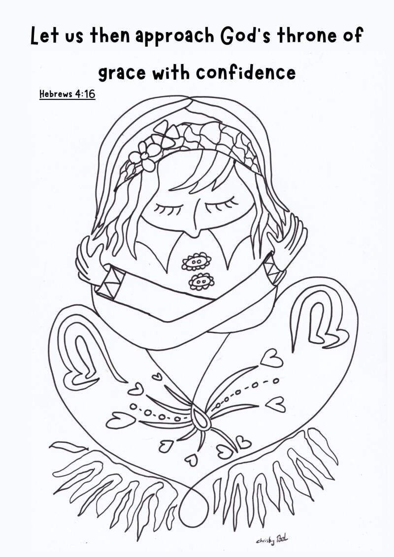 let us approach to Gods throne of grace with confidence. God will forgive. coloring with bible verse     