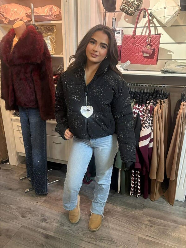Puffer jas met bling
