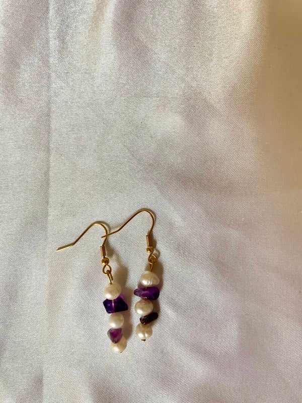 Amethist Parel oorbellen