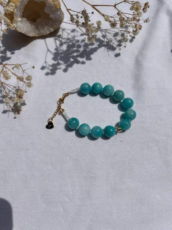 Blauwe bubbel kralen armband
