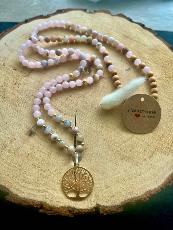 Halskette Andenopal & Rosenquarz