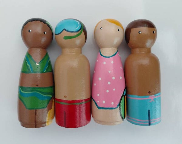 Set van 4 houten pegdolls – 7,5 cm