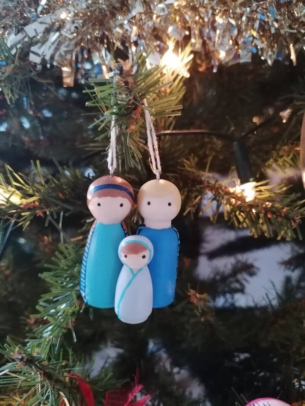 Kerststal hanger blauw