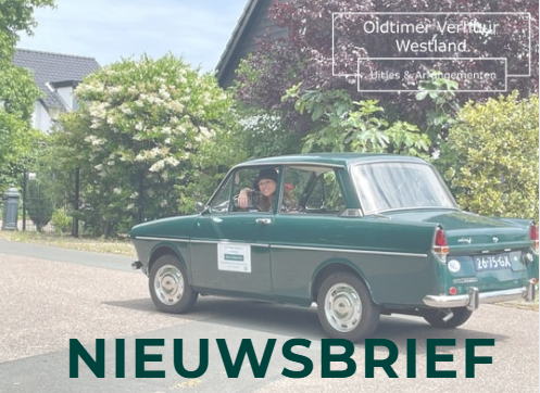 Nieuwsbrief afbeelding met een oldtimer DAF bij een ouderwetse ophaalbrug