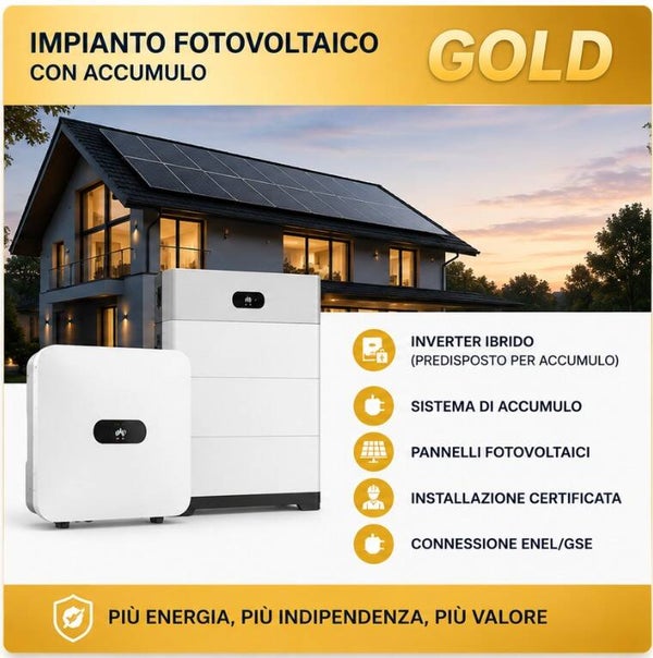 Impianto fotovoltaico con accumulo 6KW + 10KWh Gold