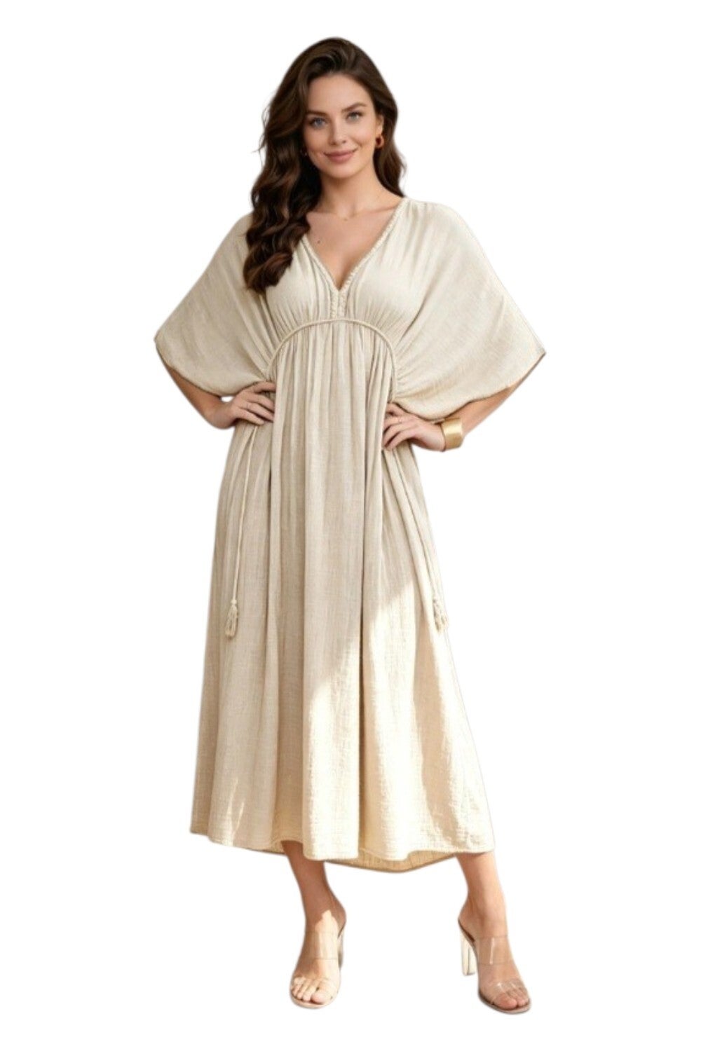 Robe longue d’été en viscose et lin