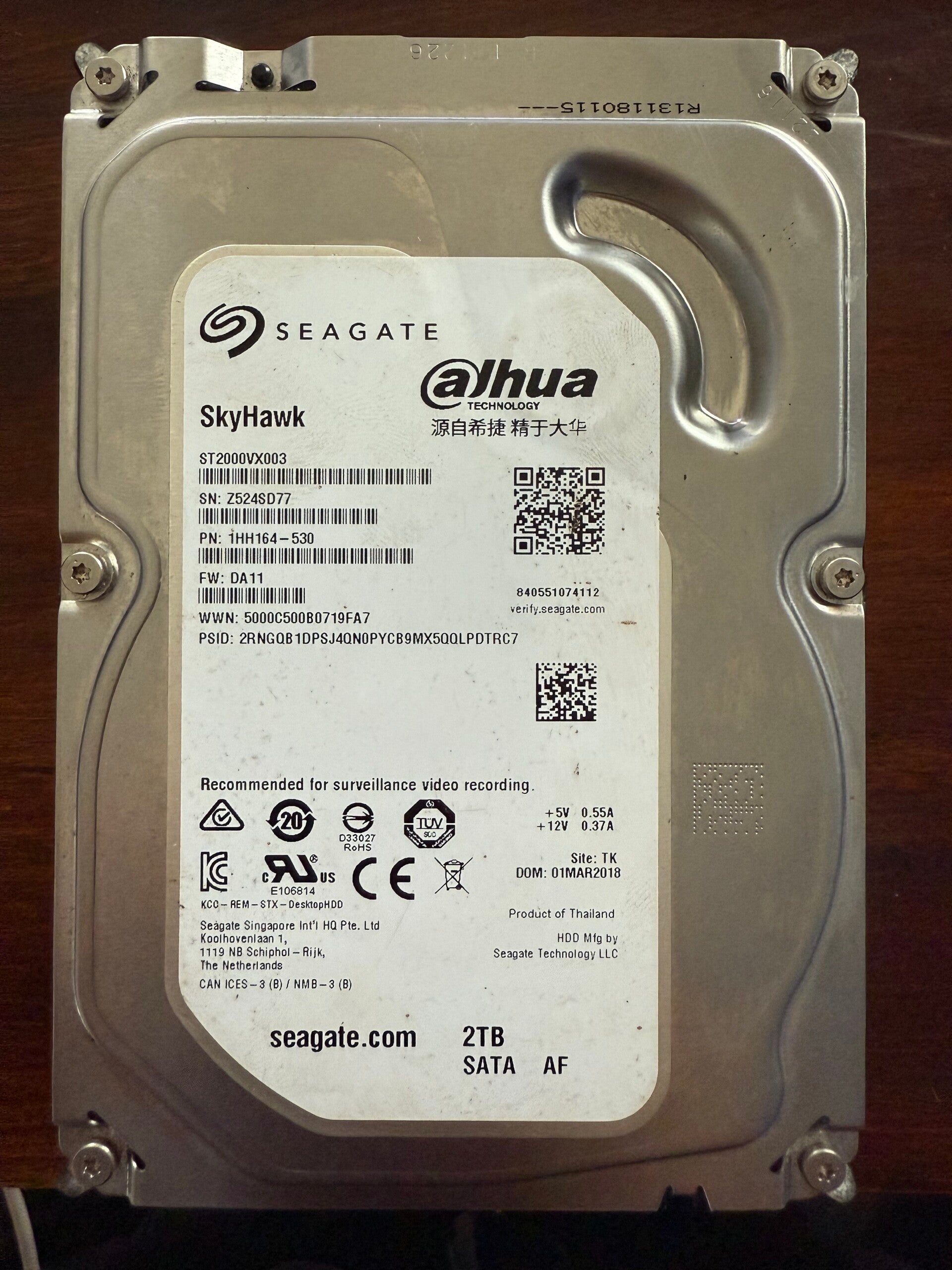 disque dur Seagate SkyHawk pour surveillance
