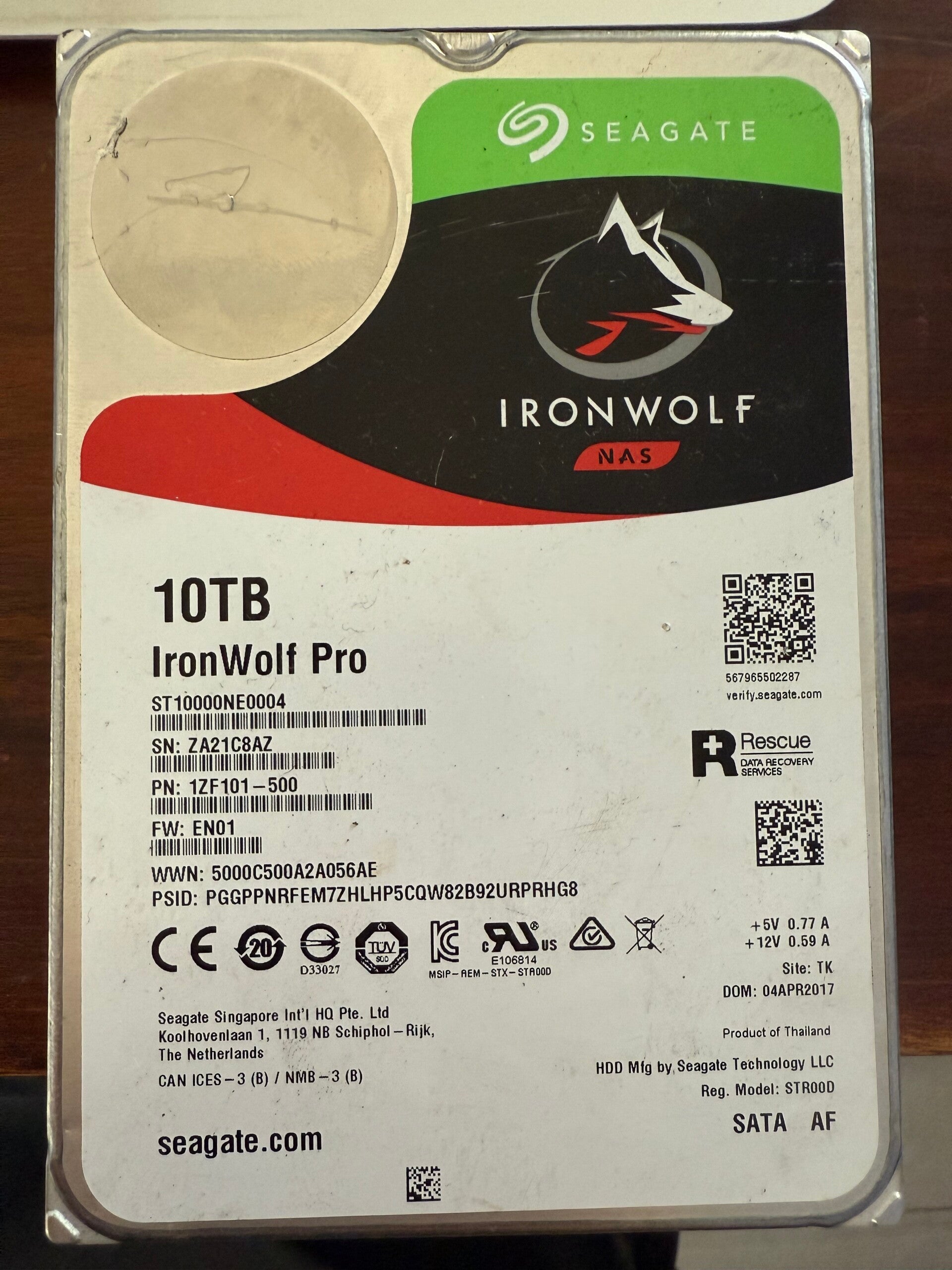 disque dur Seagate Iron Wolf Pro ST10000NE0004 256Mo 10To