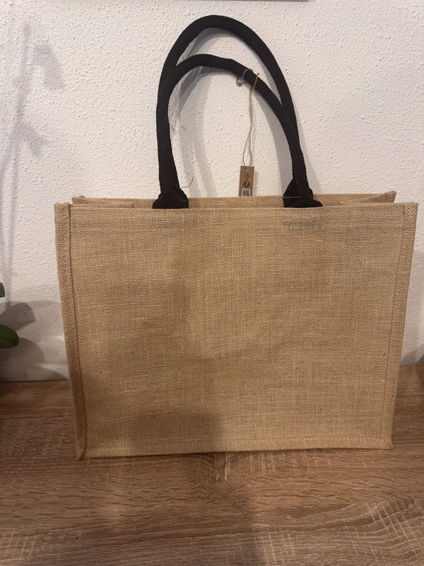 Sac cabas jute Anse noir à personnalisé