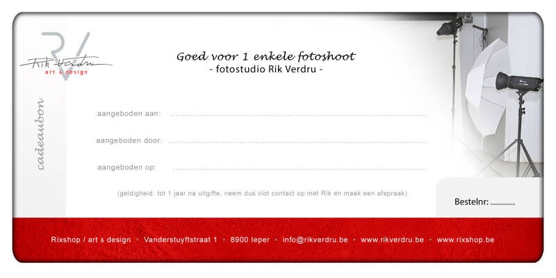 Cadeaubon enkele fotoshoot Rik Verdru