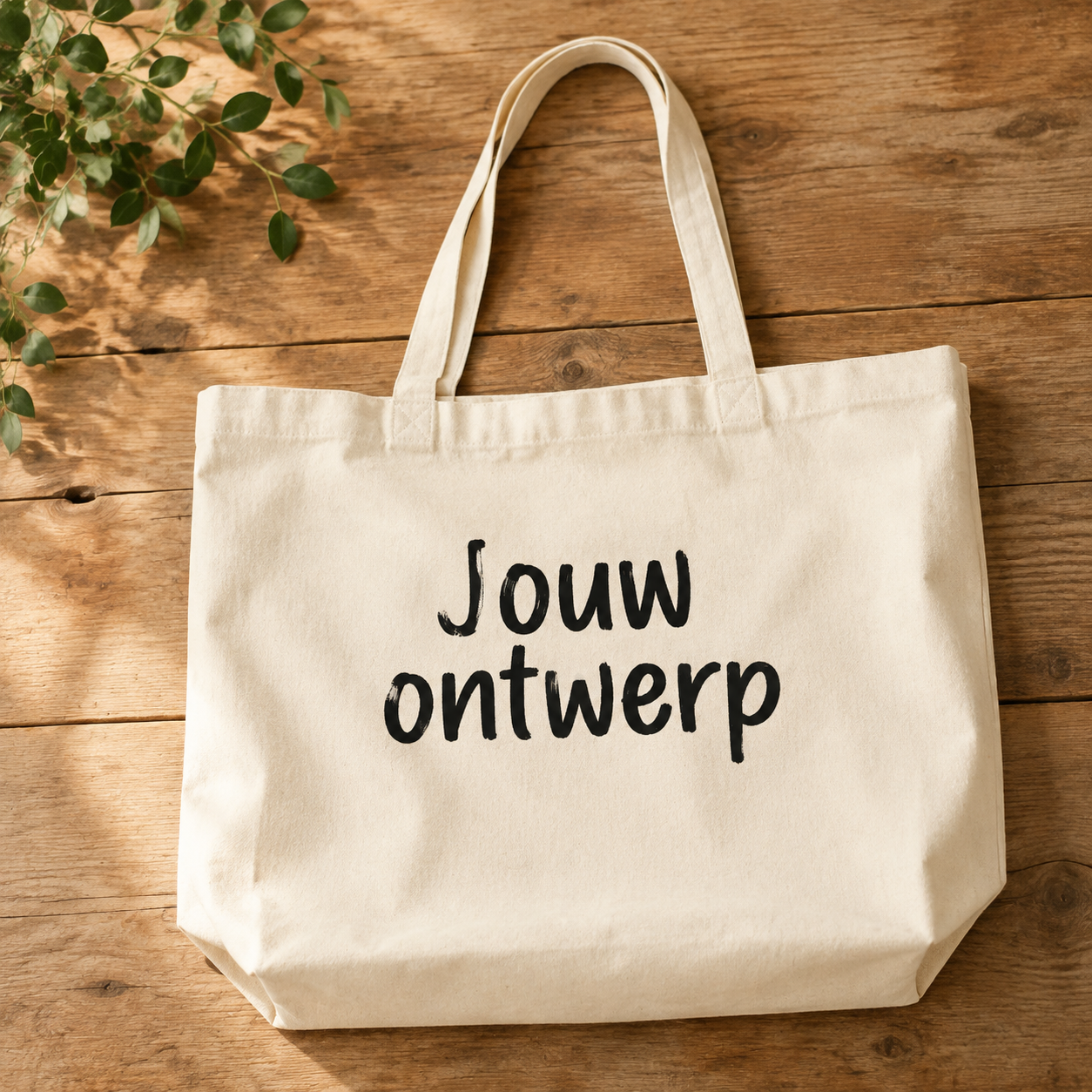 Gepersonaliseerde grote shopper van gerecycled katoen – Naturel