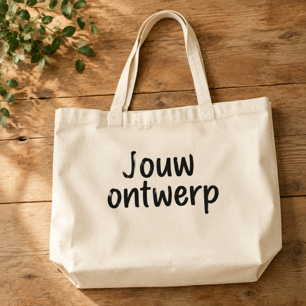 Gepersonaliseerde grote shopper van gerecycled katoen – Naturel