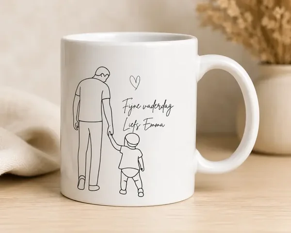 Gepersonaliseerde Vaderdag Mok Met Familieillustratie