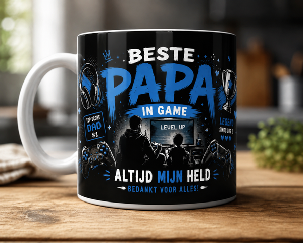 Beste papa in Game Mok | 4  Kleuren | Gamer Vader Cadeau