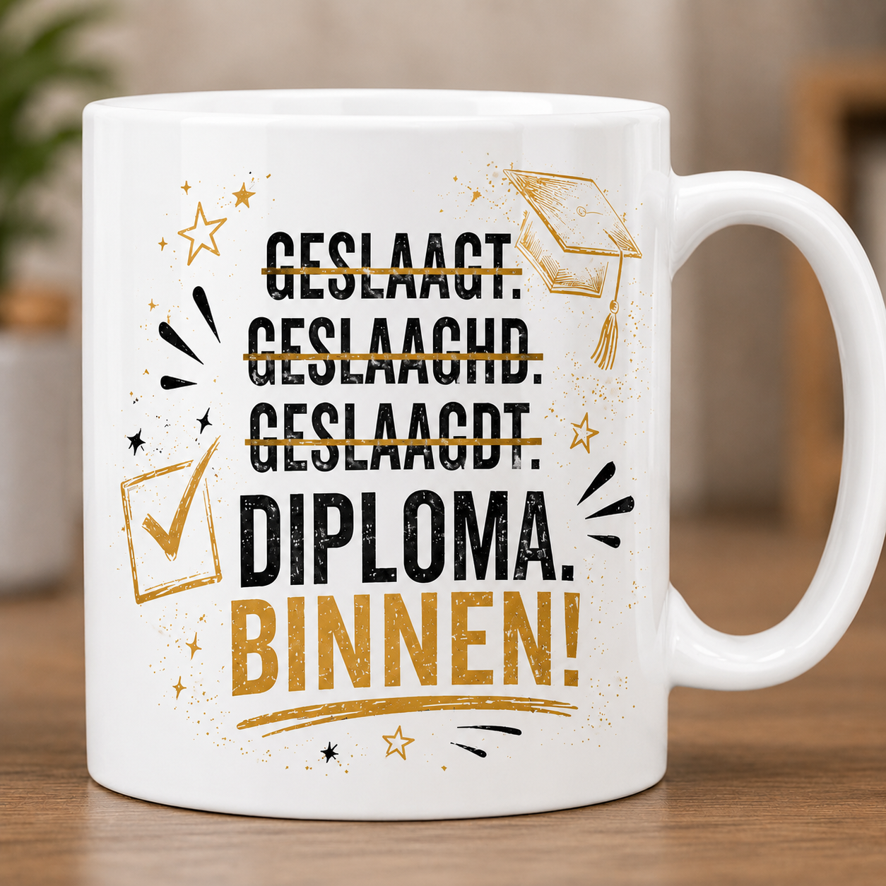 Geslaagd Diploma Binnen! Mok - Cadeau voor Geslaagden