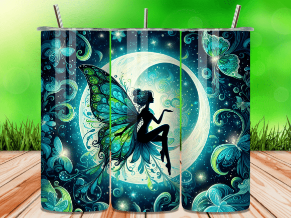 Teal Moon Butterfly Fairy Tumbler