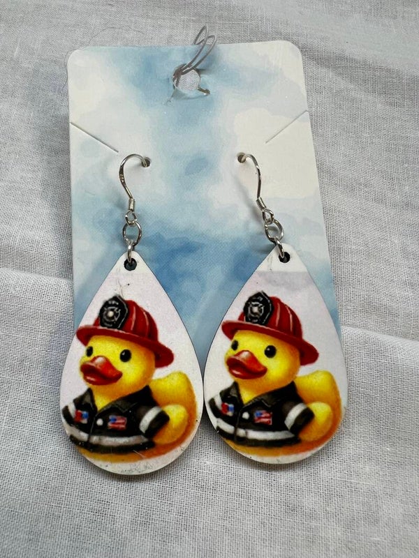 Fire Ducks Ear Rings Sterling Sliver