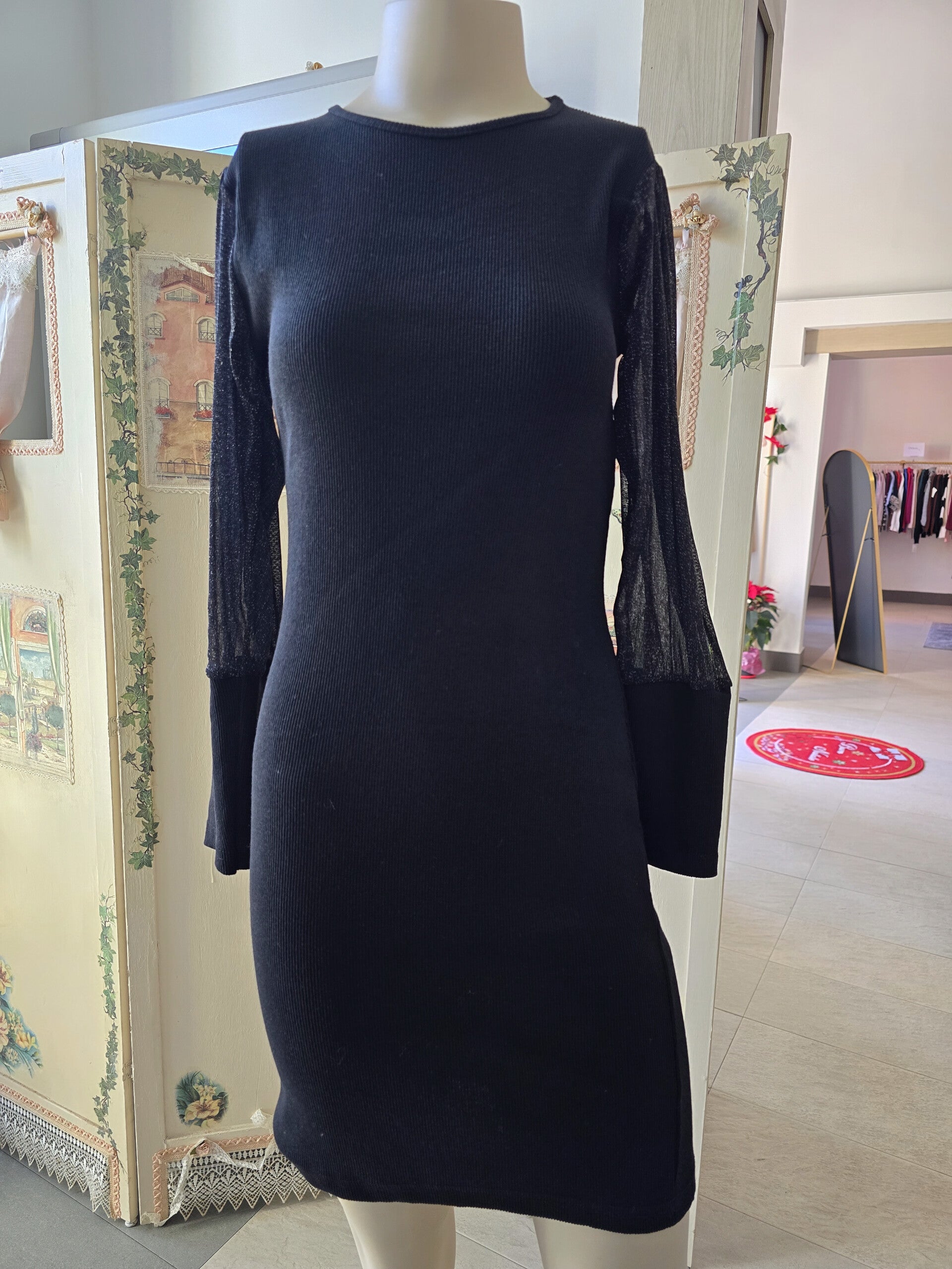 Vestito Maglia Manica Glitter