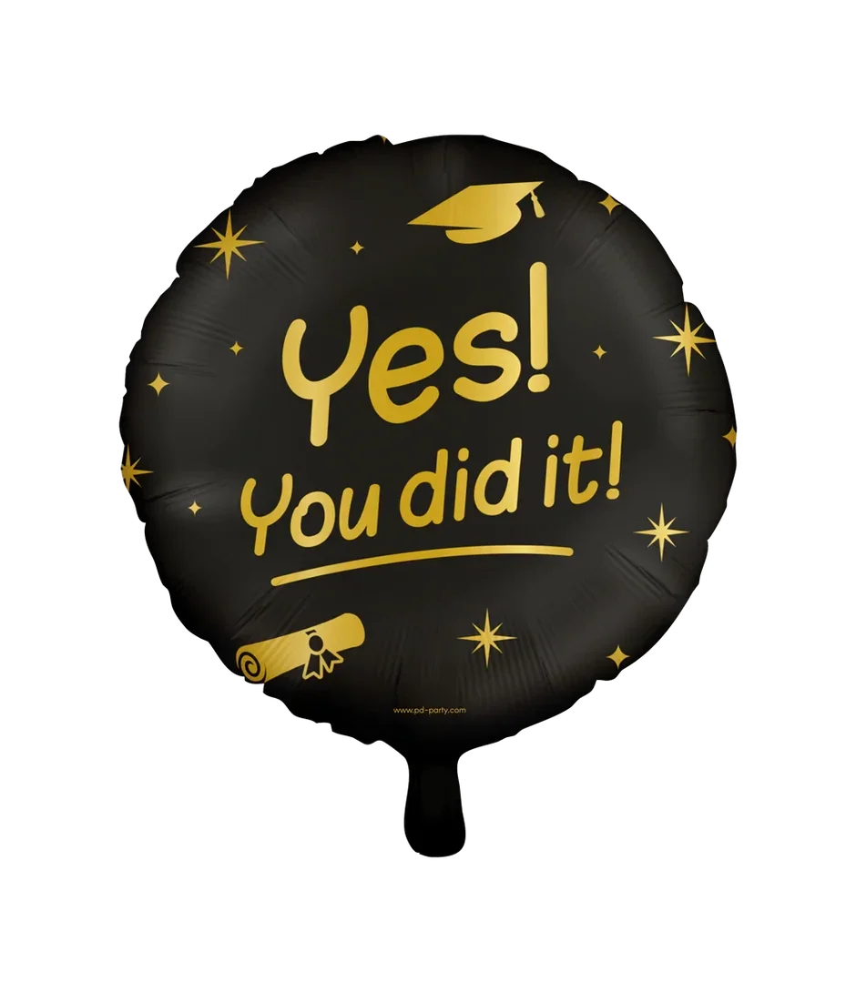 Folie ballon - you did it - zwart/goud - 18 inch