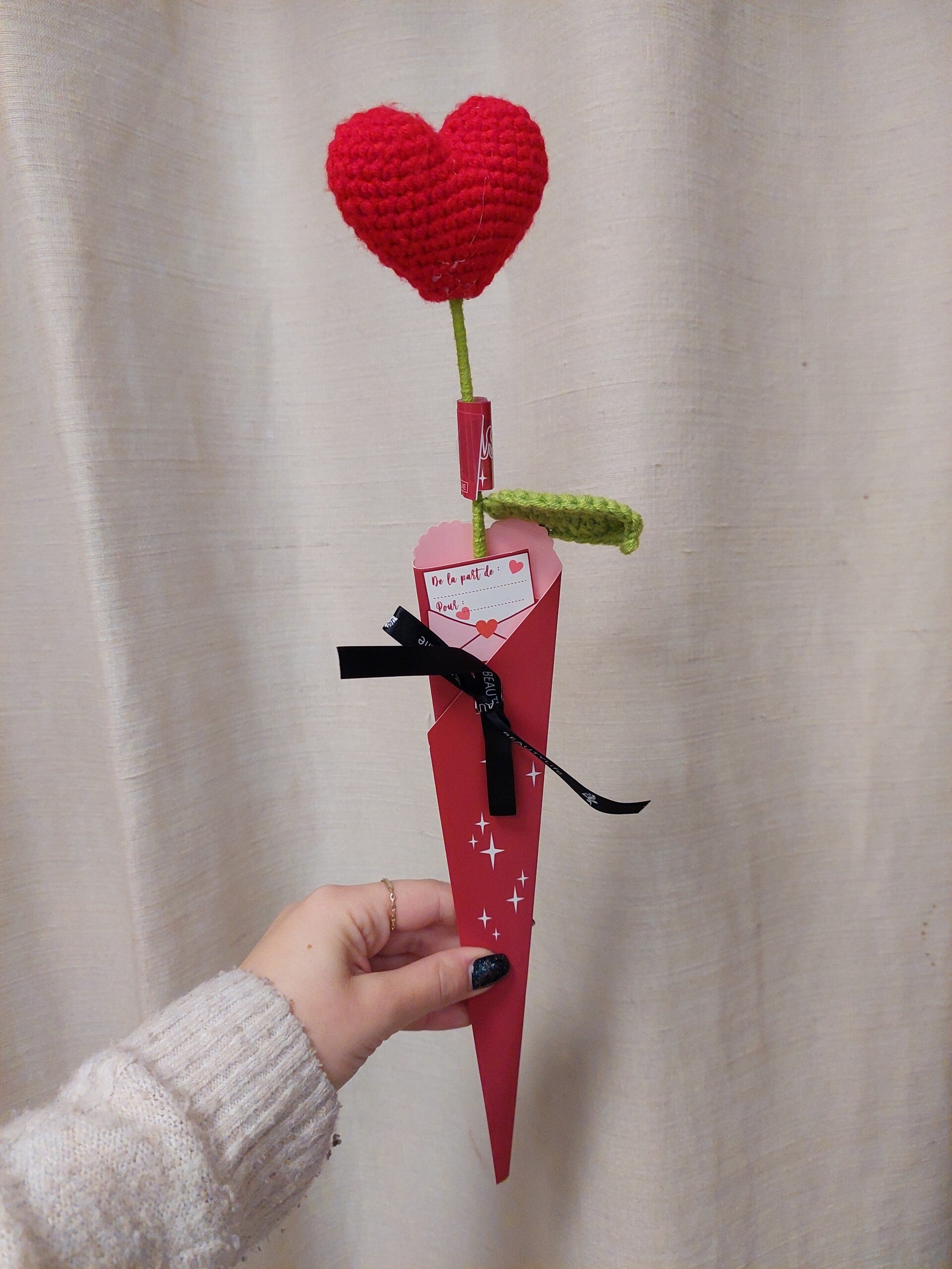 Coeur sur tige en crochet