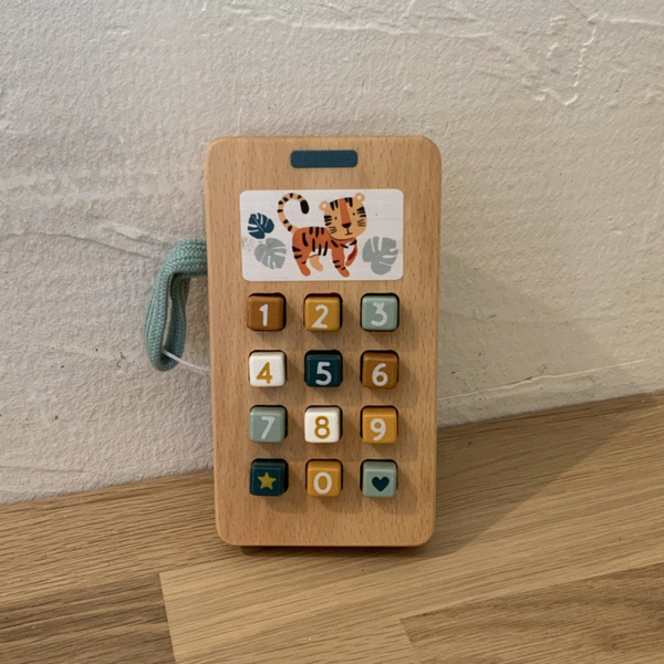 Téléphone 'tigre' en bois