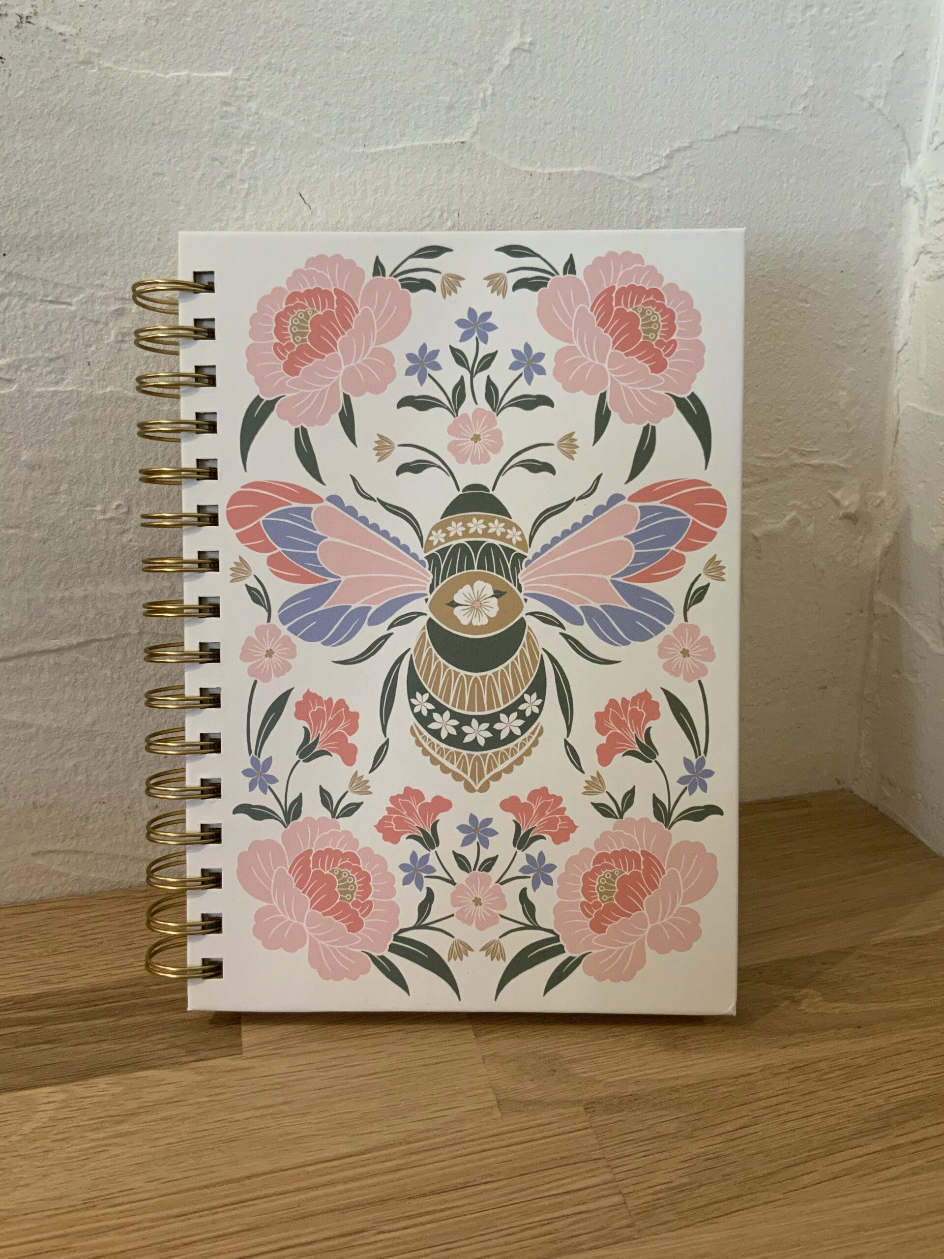 Carnet de notes à spirales 'Wildflower Meadow bee' rose